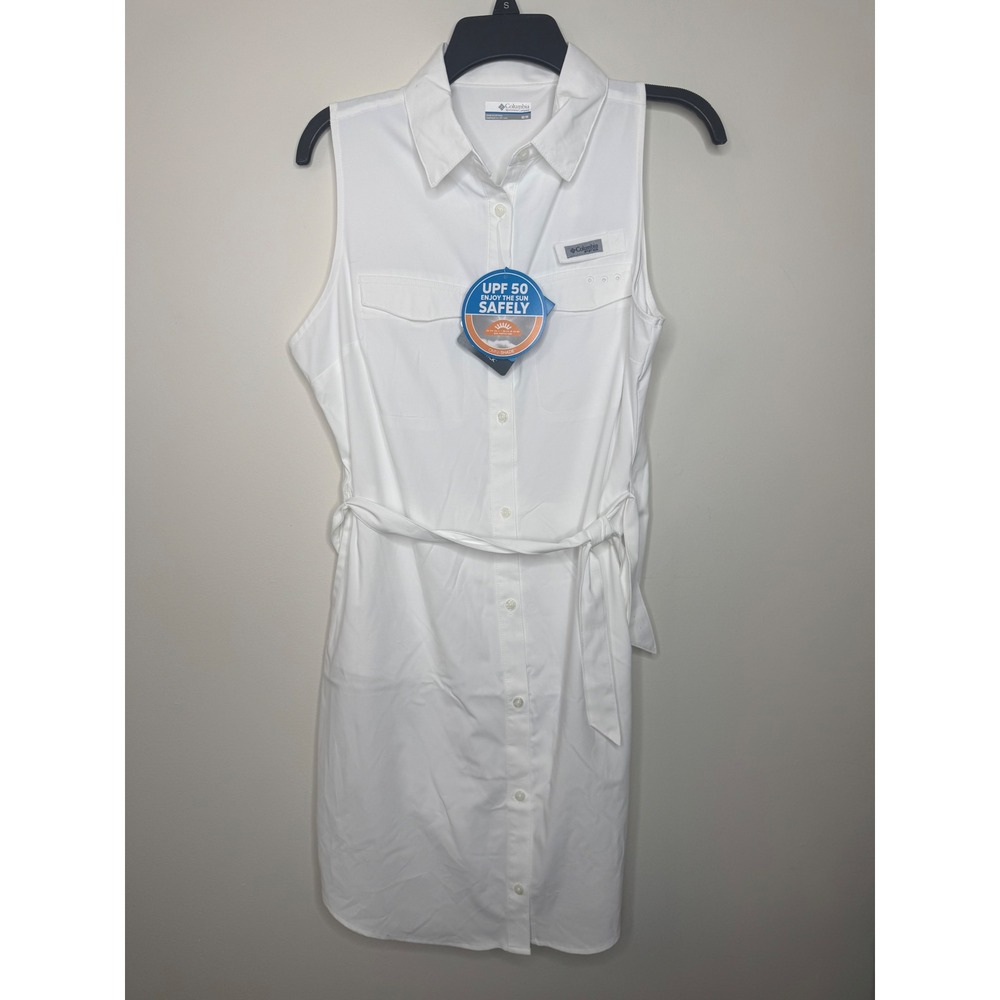 Columbia Sun Drifter Woven Dress II White Sleeveless PFG Shirt Dress M